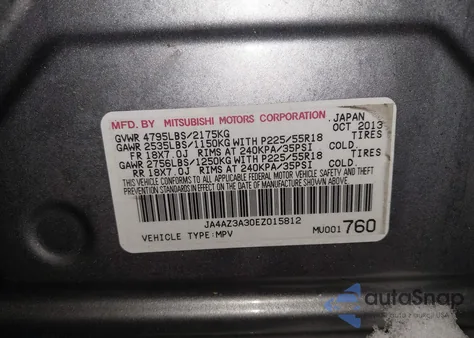 2014 Mitsubishi Outlander Se из США, поврежденный, VIN JA4AZ3A30EZ015812